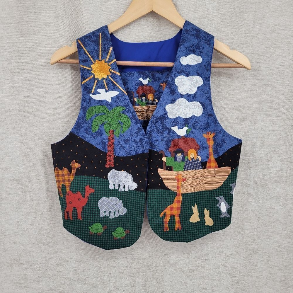 Handmade Vintage Noah's Arc Colorful Animal Print Kids Vest